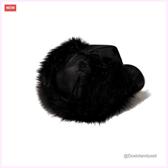 Faux Fur Baseball Cap Winter Trapper Hat Plush Ear Warmer Grunge Style